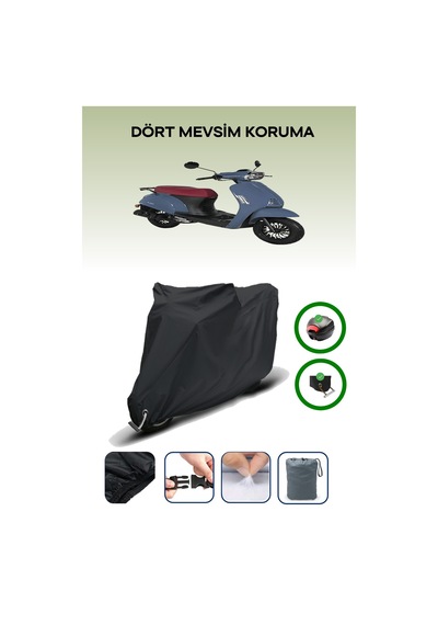 Siyah Arka Çanta Ve Kilit Uyumlu Kuba Bluebird Motosiklet Branda