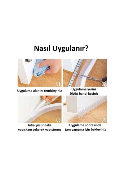 Şeffaf Epdm Silikon Sızdırmazlık Fitil 3 Metre Isı Yalıtımı Ev Konforu Mevsim Geçişi