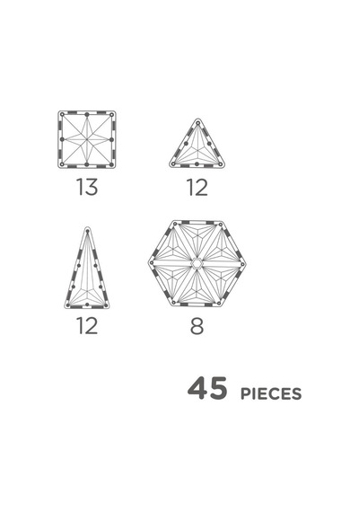 Cleverclixx Geo Pack Manyetik Bloklar, Pastel 45 Parça