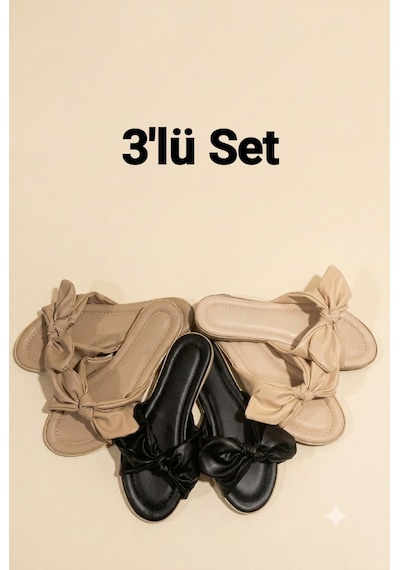 Mystilmoda 3'lü Paket Fiyonk Modeli Kadın Terlik Dış Mekan Ve Ev Terliği Çeyiz Bohça Seti Çok Renkli Mystilmoda 3'lü Paket Fiyonk Modeli Kadın Terlik Dış Mekan Ve Ev Terliği Çeyiz Bohça Seti Çok Renkli
