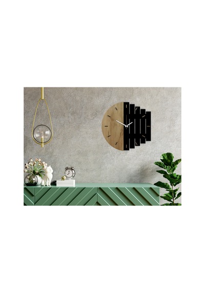 Dekoratif Modern Ahşap Duvar Saati Ritim Mostar-siyah