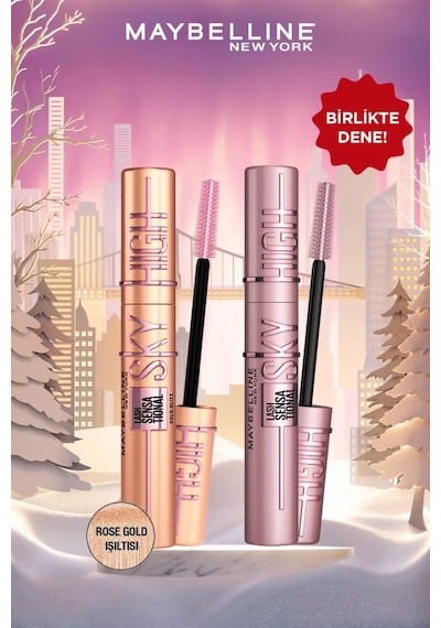 Maybelline New York Sky High Maskara + Sky High Rose Gold Maskara Süper İkili Set