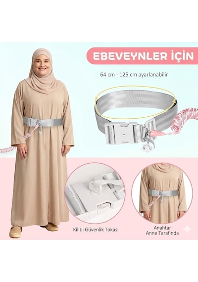 Premium Ebeveyn Kontrollü Çocuk Güvenlik Kemeri - Kilitli Bel Bağlantılı, Eller Serbest Tasarım Kırmızı Çok Renkli