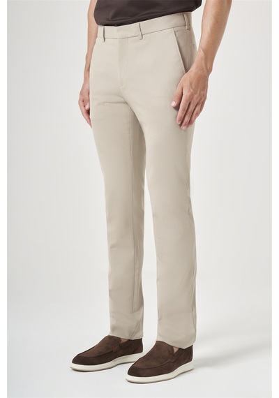 İmza Krem Rengi Yan Cep Slim Fit Esnek Chino Pantolon 1003260154 Koyu Krem