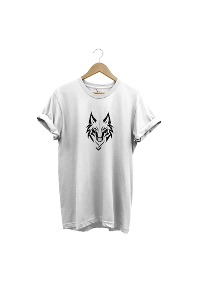 Bozkurt Türkçü Kurt Baskılı %100 Pamuk Regular Fit Bisiklet Yaka Beyaz T-shirt Beyaz