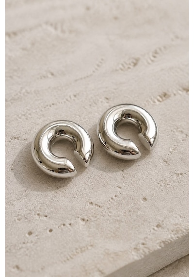 Kadıın Gümüş Renk Paslanmaz Çelik Dolgun Earcuff Küpe