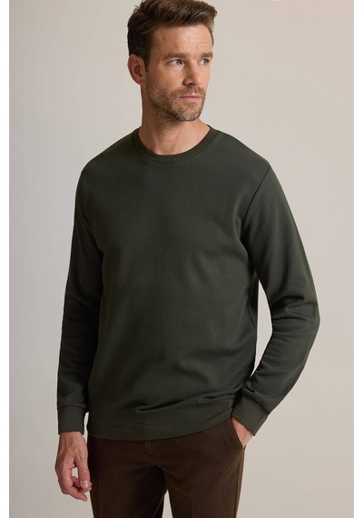 Ysf Erkek Yeşil Bisiklet Yaka Pamuklu Sweatshirt