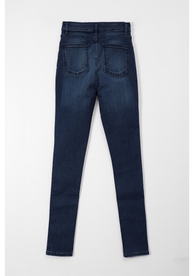 Bluew White Kadın Koyu Mavi Yüksek Bel Slim Fit Likralı Jean Pantolon