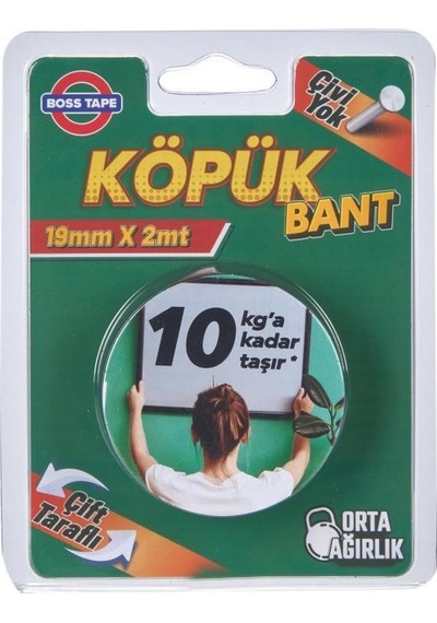 Boss Köpük Bant Montaj Aksesuar Yapıştırma Bandı 19Mmx2Mt 10Kg Ta