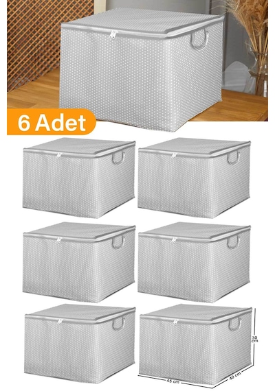 Serstil 6 Adet - Mini Boy Gri Benekli Kıyafet / Nevresim Hurcu - 45x40x30 Cm