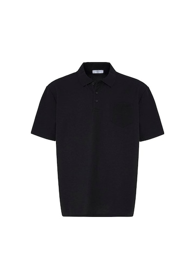 Süvari Siyah Regular Düz Baskısız Waffle Düğmeli Polo Yaka Tişört Sts1014000004-s09