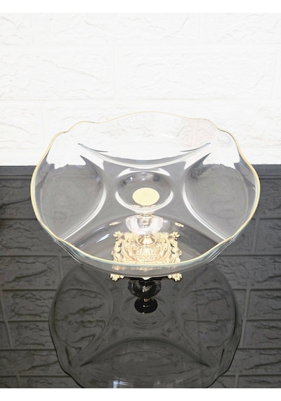 Küçük Bölmeli Servis Tabağı Döküm Kare Gold Ayaklı & Sunumluk & Kahvaltılık & Çerezlik 25 Cm Beyaz