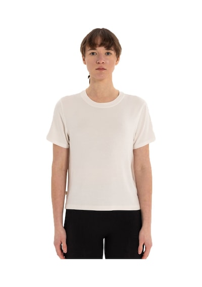 Inguz Modal Bisiklet Yaka Basic Yoga T-shirt Ekru