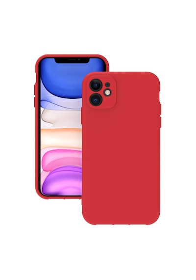 iPhone Uyumlu 11 Kılıf Kamera Korumalı Silikon Rubber Arka Kapak Kırmızı