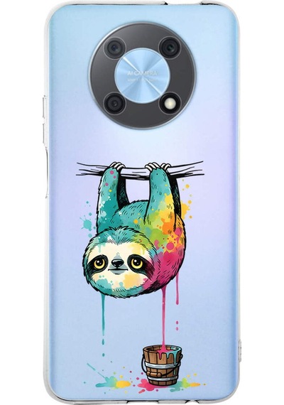 Huawei Nova Y90 İle Uyumlu Splash Tembel Hayvan Tasarımlı Şeffaf Silikon Kılıf Şeffaf