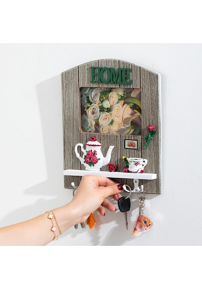Porsima 2070 Duvara Montajlı Dekoratif Anahtarlık - Duvar Askılı Anahtar Düzenleyici 22x26,5cm Çok Renkli