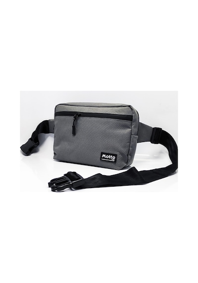 Mottobag Klasik Gri Unisex Waterproof Fermuarlı 2 Ana Bölmeli Bel Çantası Gri