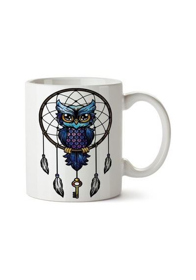 Baykuş Owl Porselen Kupa Bardak Beyaz
