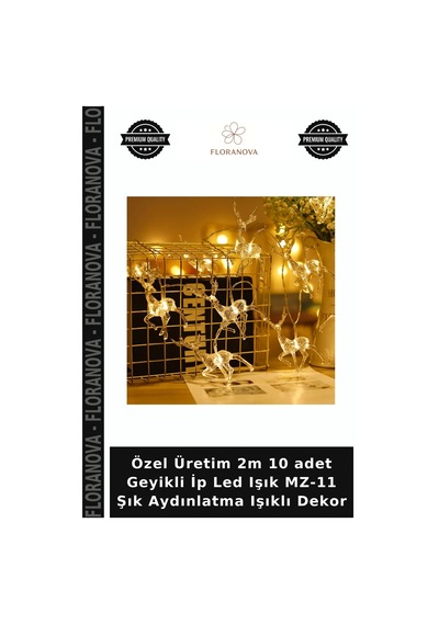 Özel Üretim 2m 10 Adet Geyikli İp Led Işık Mz-11 Şık Aydınlatma Işıklı Dekor