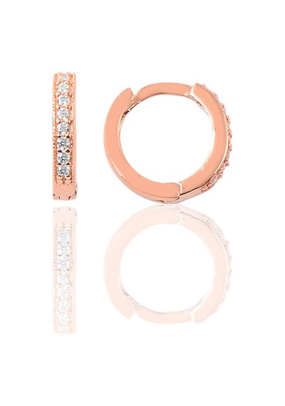 Gümüş Rose Zirkon Taşlı 12 Mm Halka Küpe N11.48445