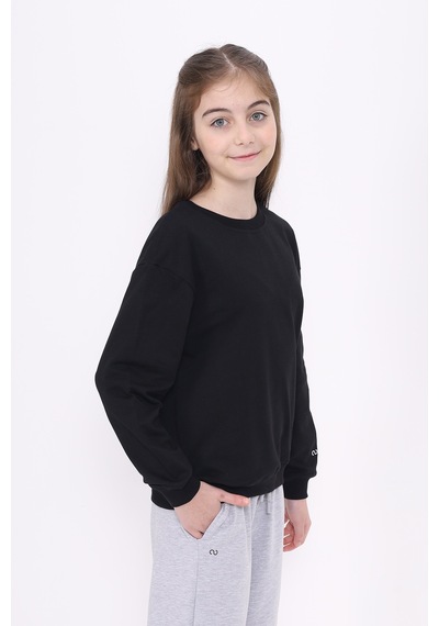 Toontoy Kız Çocuk Baskılı Sweatshirt Antrasit Melanj