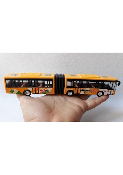 Model Otobüs Oyuncak Körüklü Otobüsü Kırılmaz 22Cm Metrobüs Sarı