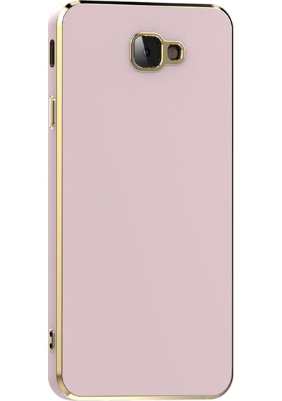 Galaxy J7 Prime Kılıf Kamera Korumalı Altın Kenar Tasarım Silikon