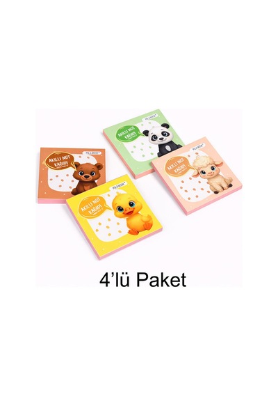 Hayvanlı Mini Akıllı Not Kağıdı 50 Yaprak Yapışkansız Post-it 4'lü - 9011425711588