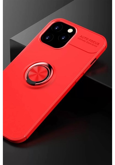 Newface Apple İphone 12 Pro Max Kılıf Range Yüzüklü Silikon - Kırmızı