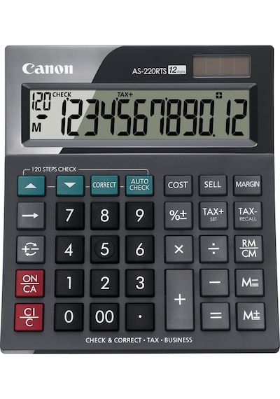 CANON AS-220 RTS 12 Hane Masa Üstü Hesap Makinesi Siyah