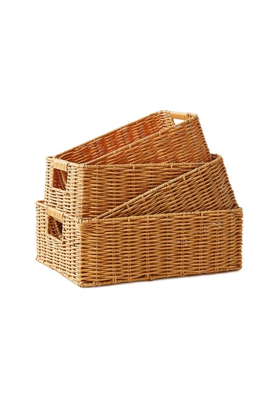Ocean Home Textile 4'lü Çocuk Odası Yıkanabilir Bej Pp Rattan Sepet Set 30 X 20 X 11 / 33 X 23 X 11 / 36 X 26 X 12 / 39 X 29 X 13 Cm