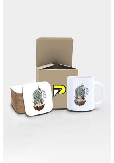 Coffee Zombi Tasarımlı Baskılı Kupa Bardak Seti Eğlenceli Özel Hediye Mug 2 Çok Renkli