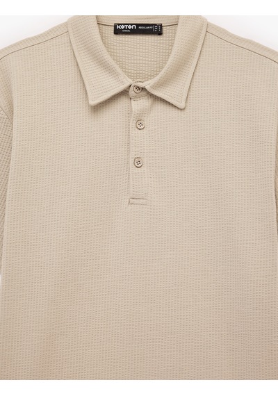 Koton Regular Fit Kısa Kollu Dokulu Pamuklu Polo Yaka Tişört Yeşil 6sam10078mk