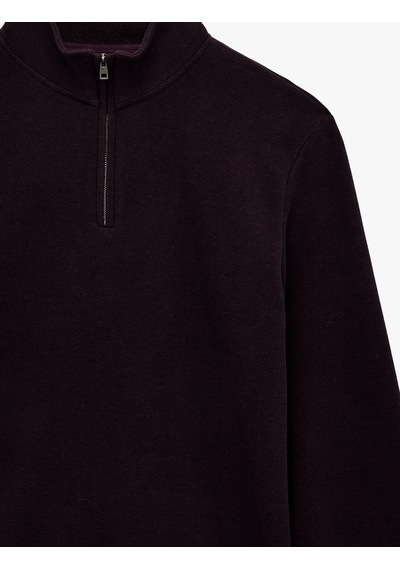 Koton Regular Fit Uzun Kollu Yarım Fermuarlı Sweatshirt Bordo 6wam70199mk