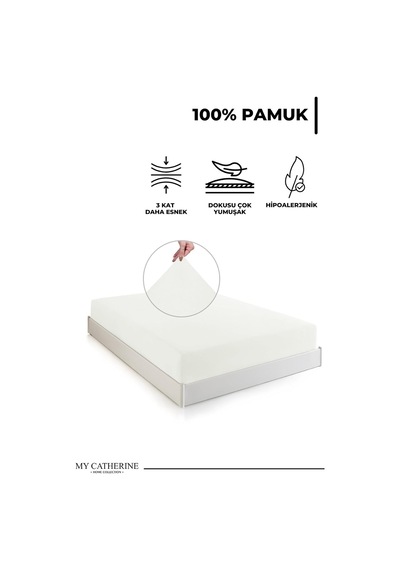 Lastikli & Hipoalerjenik Çarşaf%100 Pamuk Penye Kumaş Krem 100x200, Luxcarsaf Çok Renkli