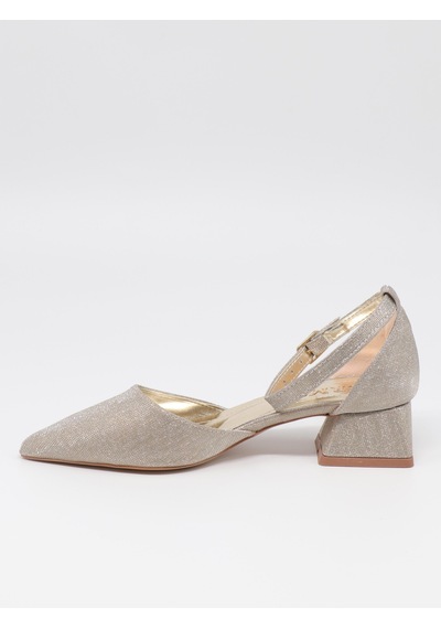 Nesilshoes Nesil Shoes Ermod 301 Altın Simli Topuklu Kadın Ayakkabı Altın Sim