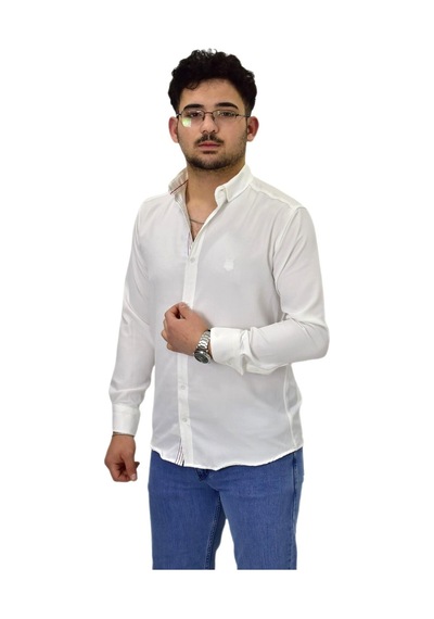 Erkek Spor Silim Fit Gömlek Bgl-st04479 Beyaz