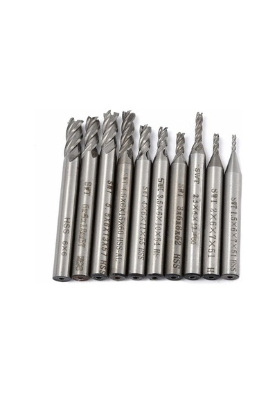 10 Adet Hss Düz Shank 4 Flüt End Mill Cnc Matkap Ucu Set 1.5
