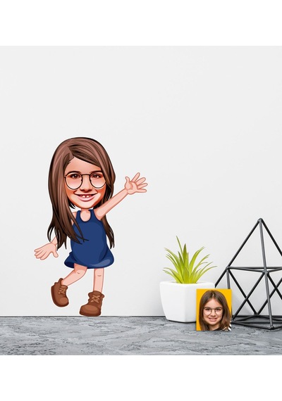 Kişiye Özel Kız Çocuk Karikatürlü Duvar Sticker 50X70CM 4