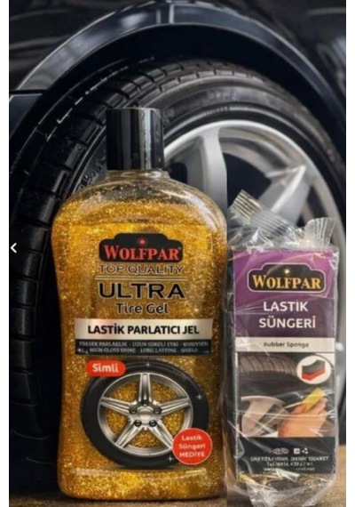 Lastik Parlatıcı Jel Mor Renk Simli 500 Ml + Lastik Süngeri li Parlaklık Koruma
