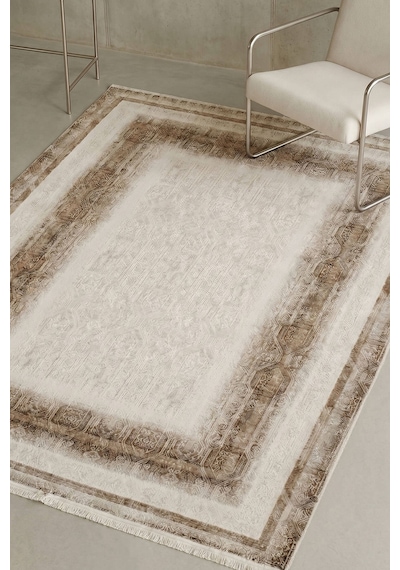 Sembol 2904 Bej Vizon Modern Çerçeveli Salon Halısı