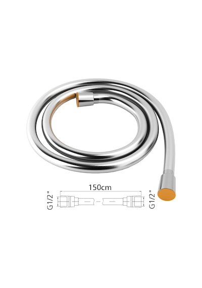 Aqua Bagno Ultra Flex Duş Spiral Hortumu - 150 Cm. Krom