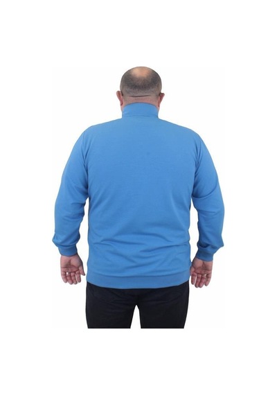 Starbattal Büyük Beden Basic Mevsimlik Fermuarlı Sweatshirt 22750 Saks-Saks Saks Mavi