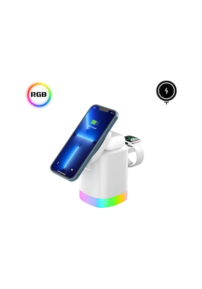 Lobo 15w 3in1 Kablosuz Şarj Standı Aircharger Quattro Magsafe Apple Uyumlu iPhone+applewatch+airpods