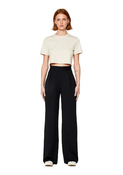 Ersefa Kadın Yüksek Bel Wide Leg Örme Pantolon Fonksiyonel Dayanıklı Kal siyah