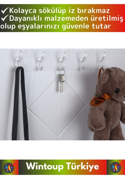 Özel Çok Fonksiyonlu Mutfak Banyo Askısı İz Bırakmaz Kendinden Yapışkanlı 5 Kancalı Askı Seti 1 Adet Diğer