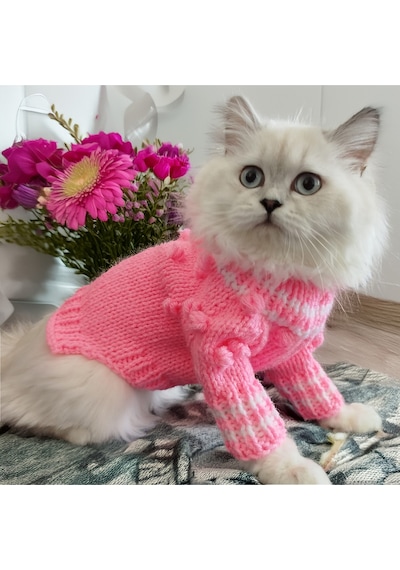 Kedi Ve Köpek İçin Pembe Bonbonlu Kazak