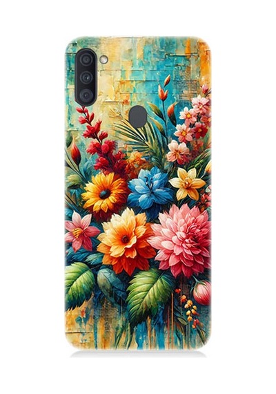 Samsung Galaxy A11 Uyumlu Soyut Dokunuşta Bahar Buketi Desenli Silikon Kılıf Çok Renkli