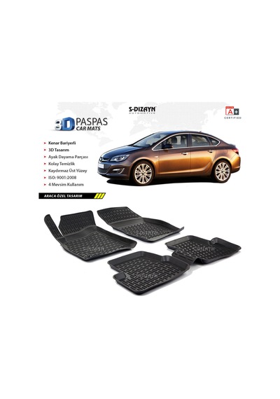 S Dizayn Opel Astra J SD 3D X Havuzlu Paspas 2010-2016
