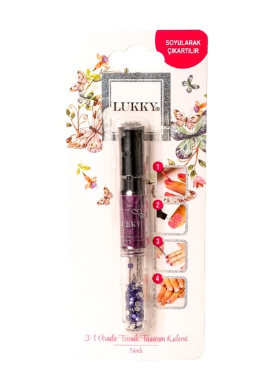 Lukky 3'ü 1 Arada Tırnak Tasarım Kalemi Mor